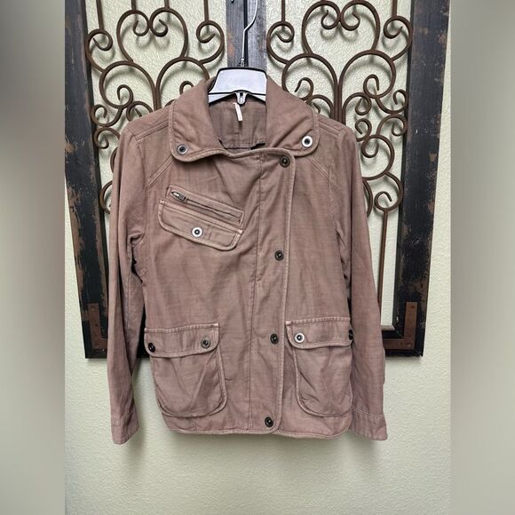 Free People slouchy bomber zip up & button jacket - Picture 1 of 6